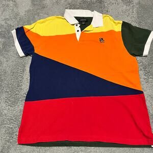 Akoo Polo Shirt Mens XXL Blue Casual Colorblock Y2K Hip Hop Urban Streetwear